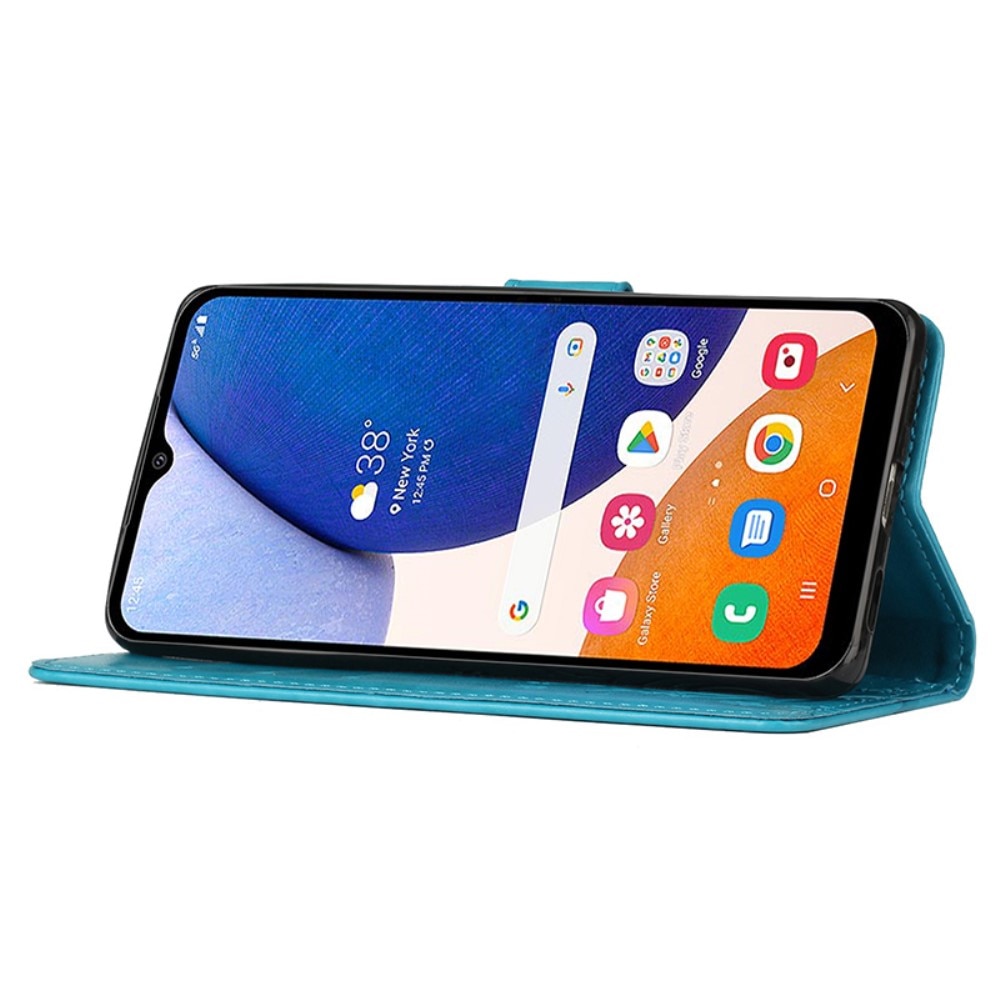Funda de Cuero con Mariposas Samsung Galaxy A15, azul