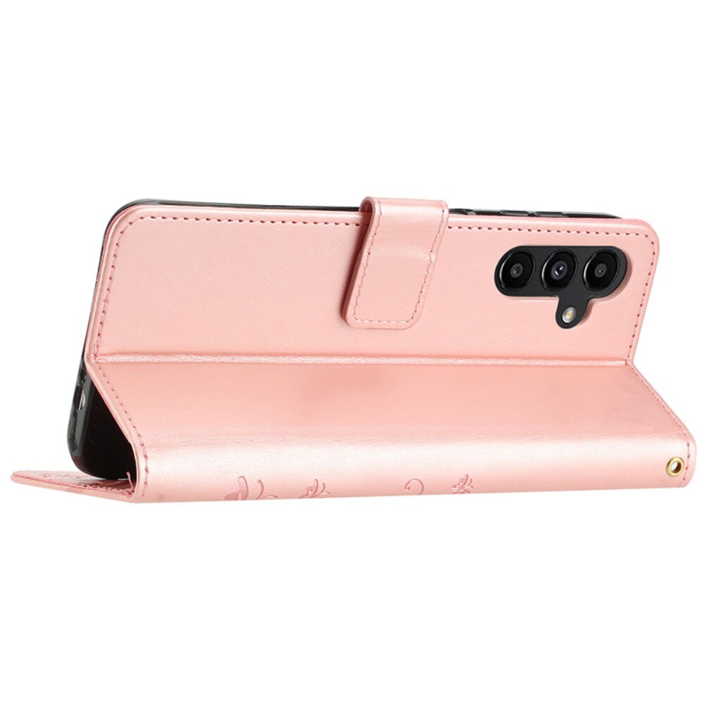 Funda de Cuero con Mariposas Samsung Galaxy A15, Rosa