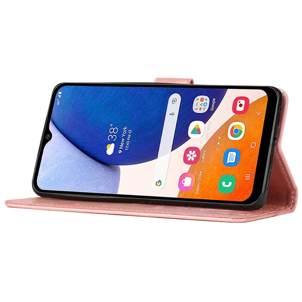 Funda de Cuero con Mariposas Samsung Galaxy A15, Rosa