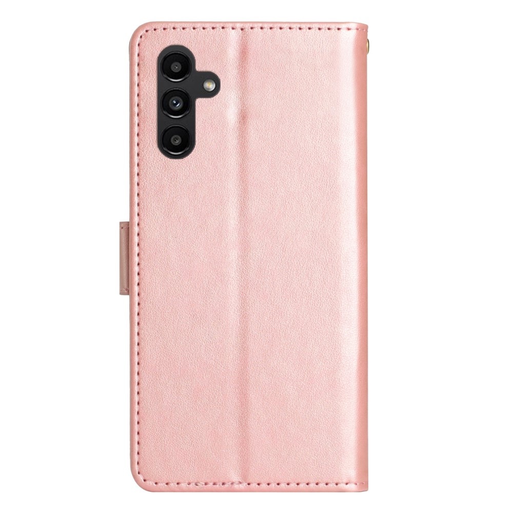 Funda de Cuero con Mariposas Samsung Galaxy A15, oro rosado