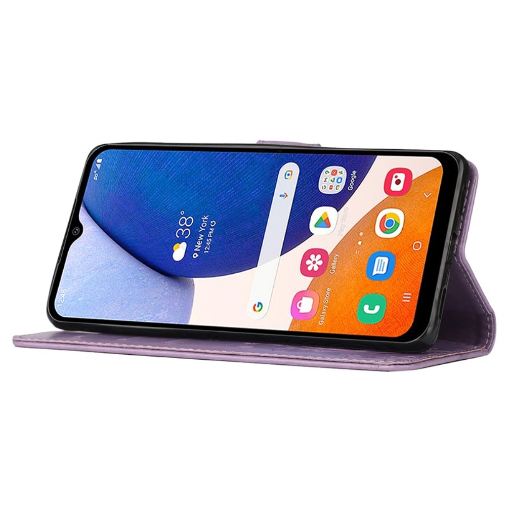 Funda de Cuero con Mariposas Samsung Galaxy A15, Púrpura