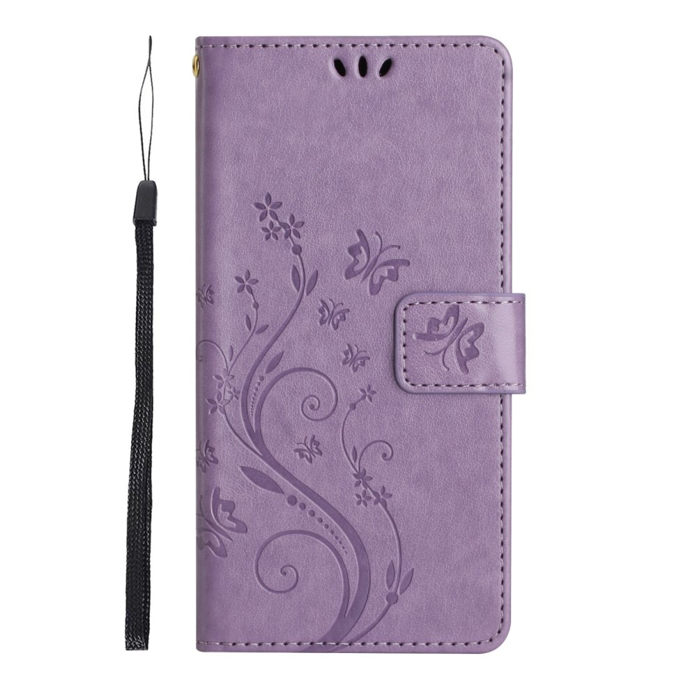 Funda de Cuero con Mariposas Samsung Galaxy A15, Púrpura