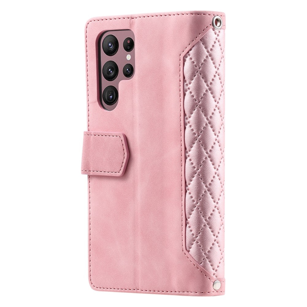 Funda acolchada tipo billetera Samsung Galaxy S24 Ultra rosado