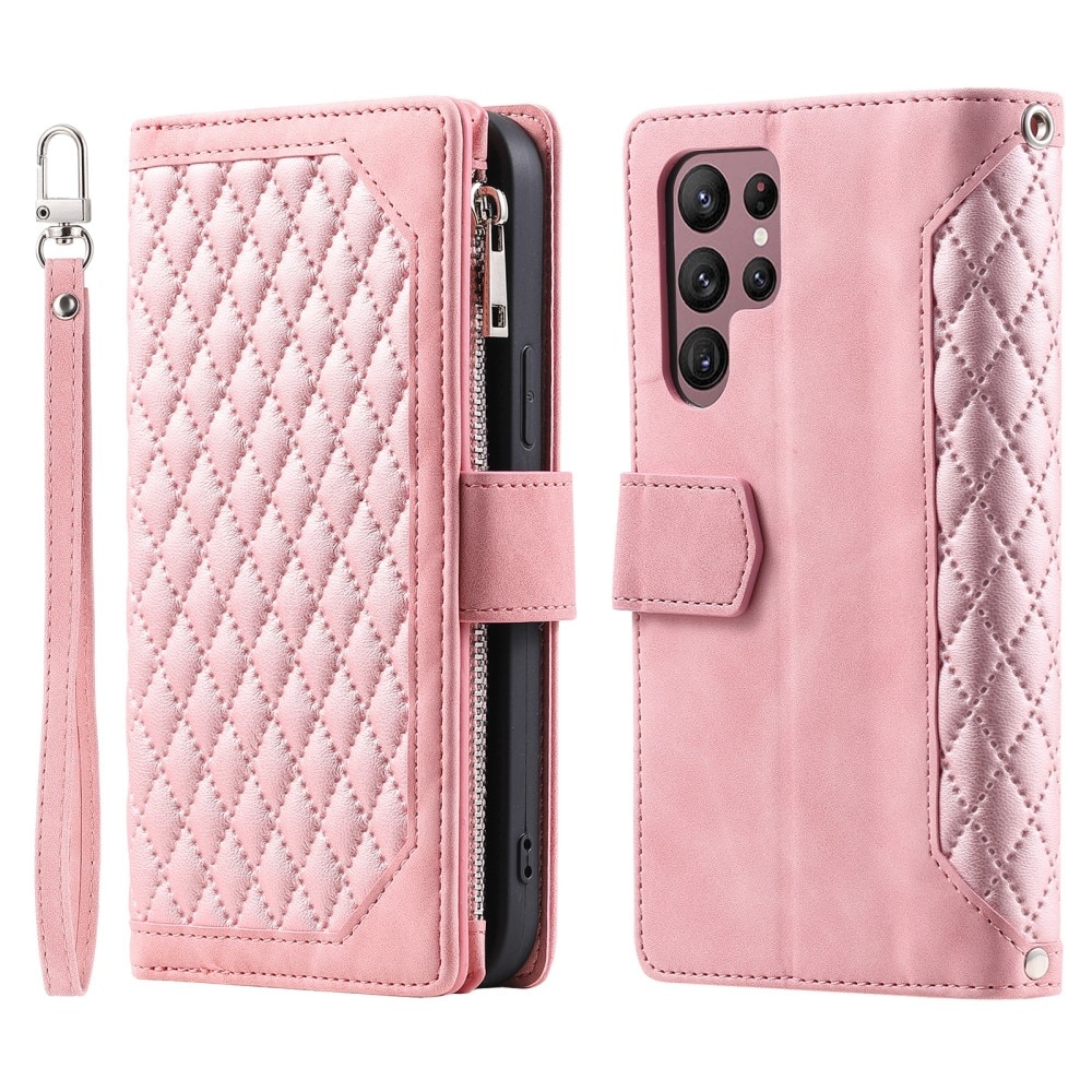 Funda acolchada tipo billetera Samsung Galaxy S24 Ultra rosado