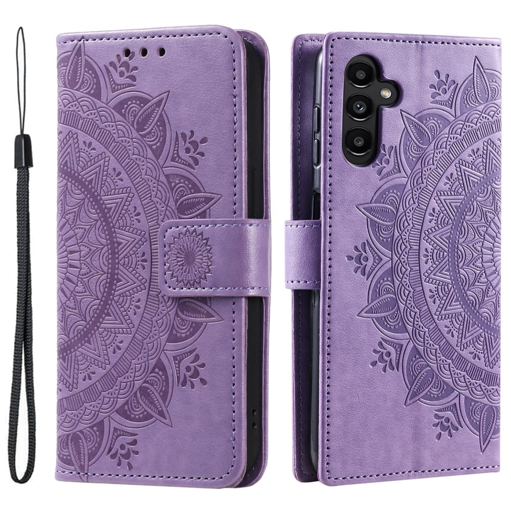 Funda de Cuero Mandala Samsung Galaxy S24 violeta