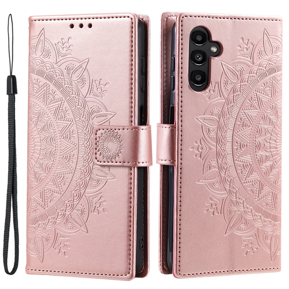 Funda de Cuero Mandala Samsung Galaxy S24 oro rosa