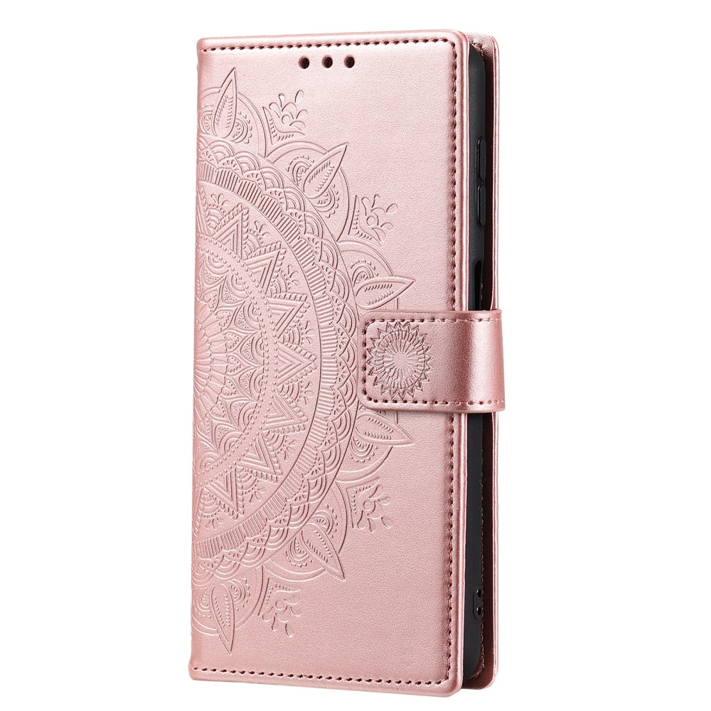 Funda de Cuero Mandala Samsung Galaxy S24 oro rosa