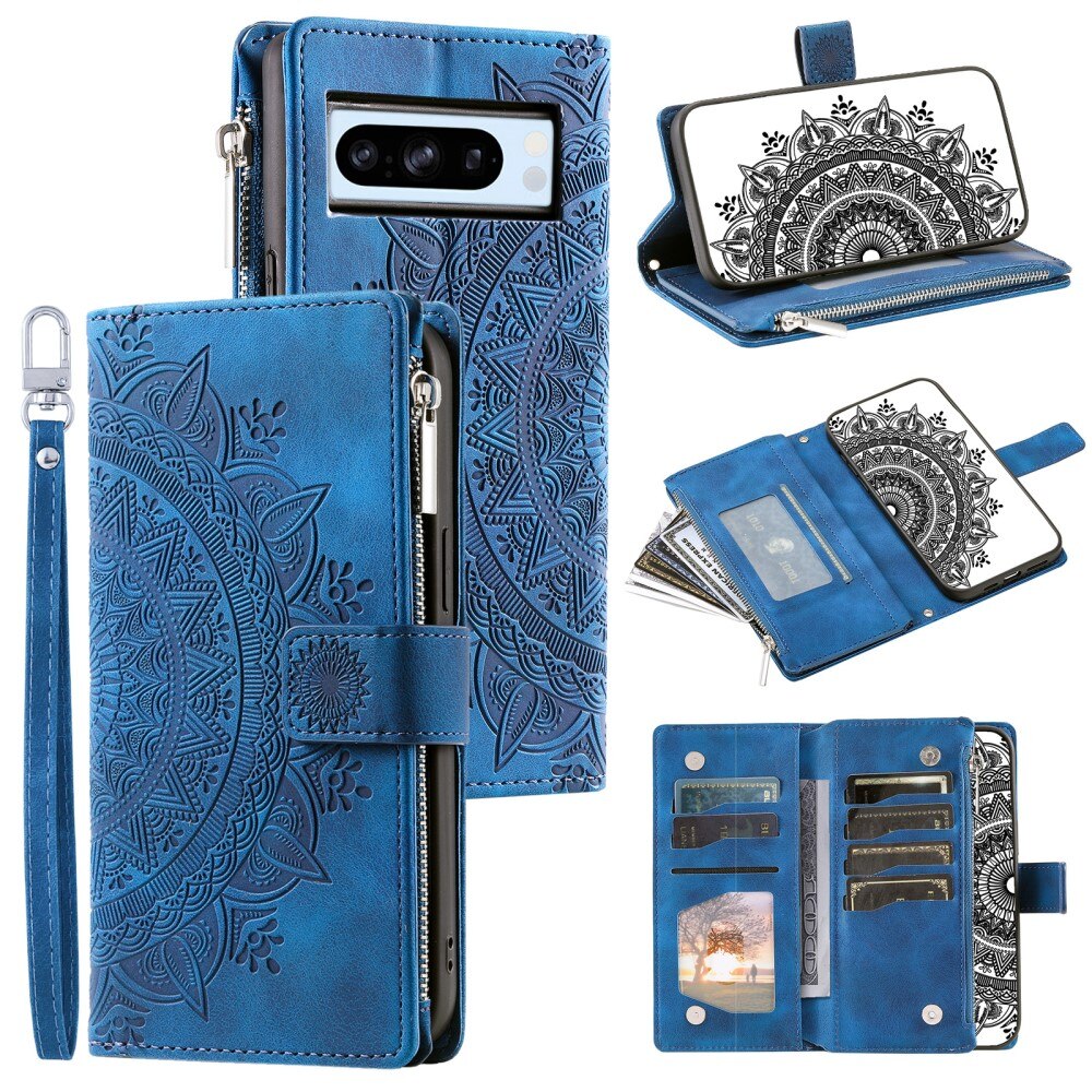 Funda Mandala tipo billetera Google Pixel 8 Pro, azul