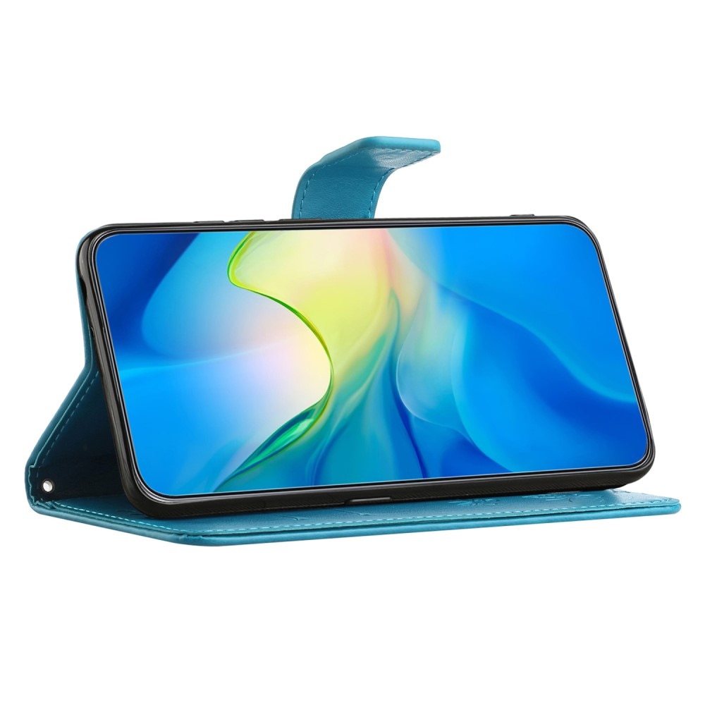 Funda de Cuero con Mariposas Samsung Galaxy S24, Azul