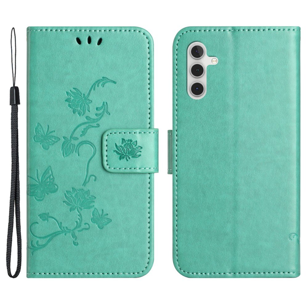 Funda de Cuero con Mariposas Samsung Galaxy S24, Verde