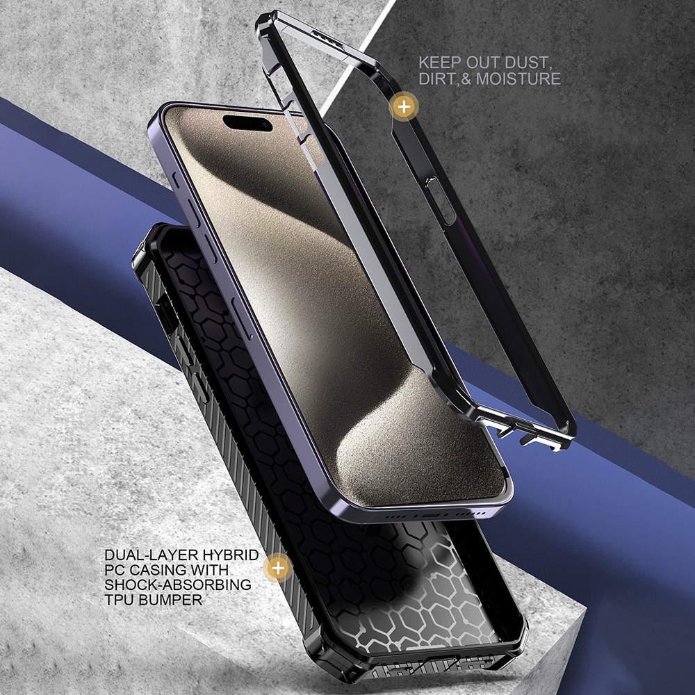 Funda híbrida Tech MagSafe Ring iPhone 15 Plus negro
