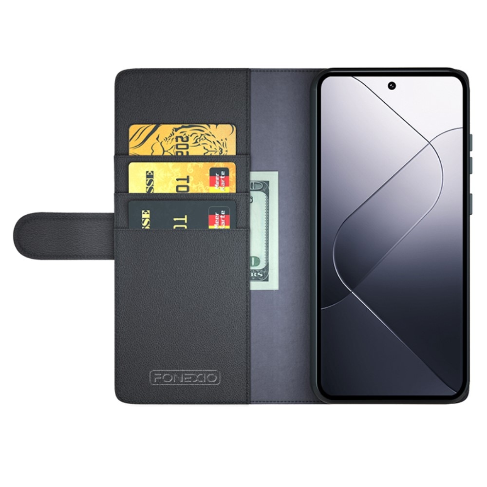 Funda de cuero genuino Xiaomi 14, Negro