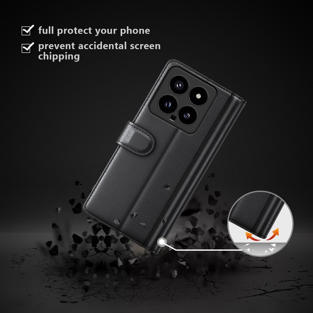 Funda de cuero genuino Xiaomi 14, negro