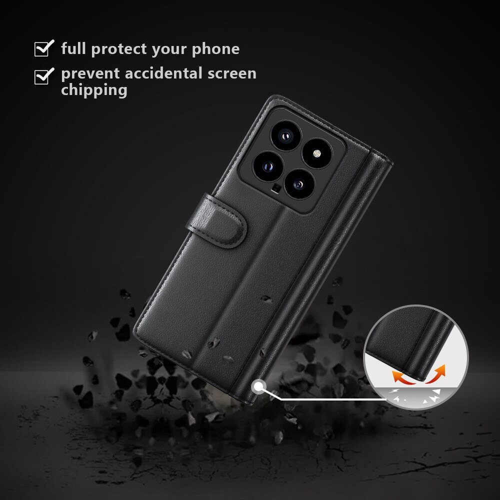 Funda de cuero genuino Xiaomi 14, Negro