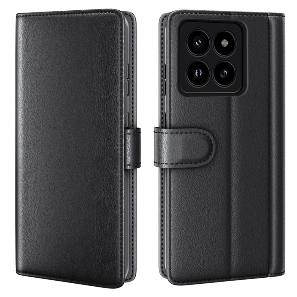 Funda de cuero genuino Xiaomi 14 Pro, negro