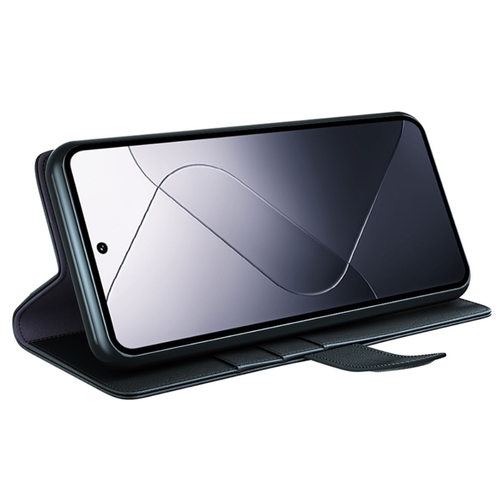Funda de cuero genuino Xiaomi 14 Pro, Negro