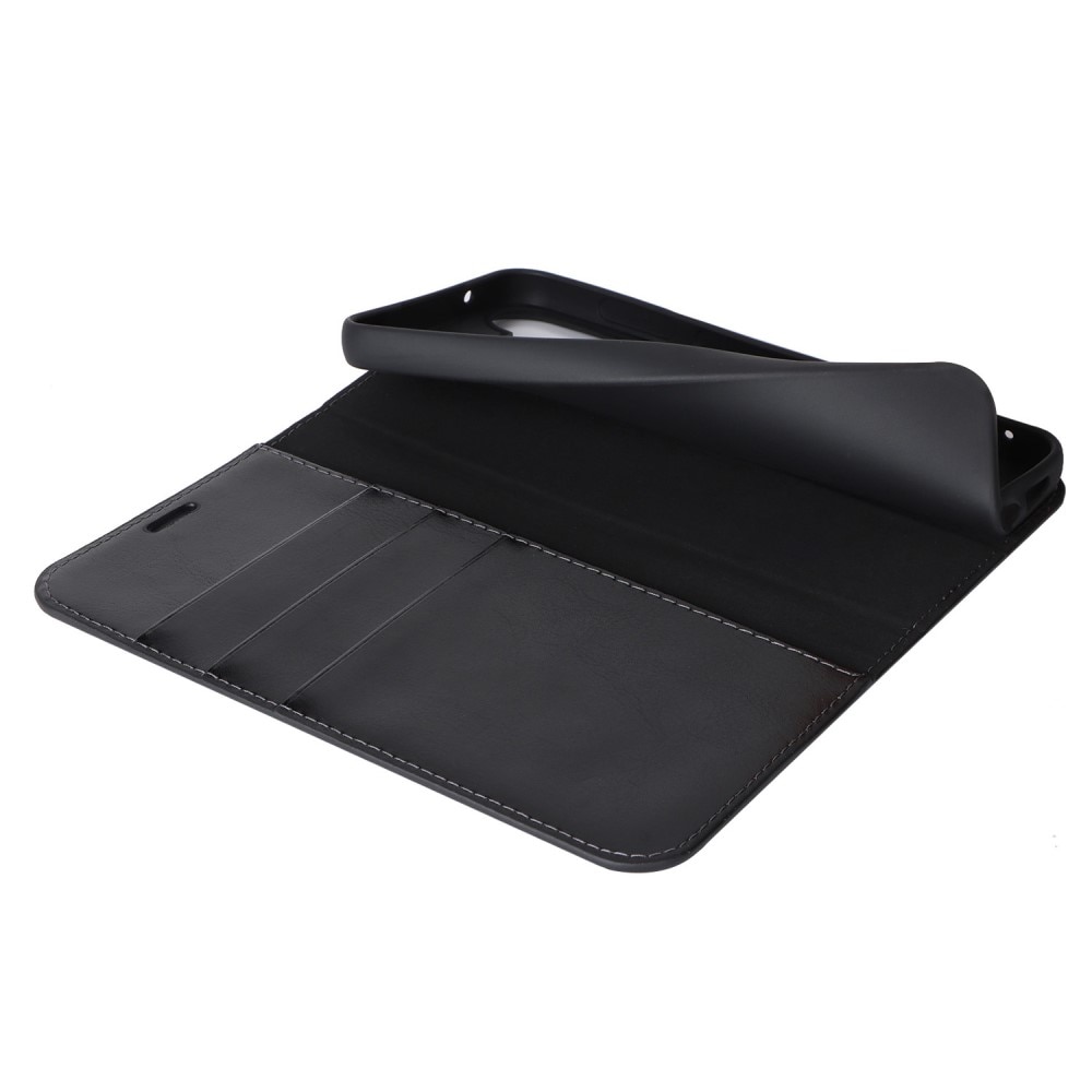 Funda cartera de cuero genuino Samsung Galaxy S23 FE Negro