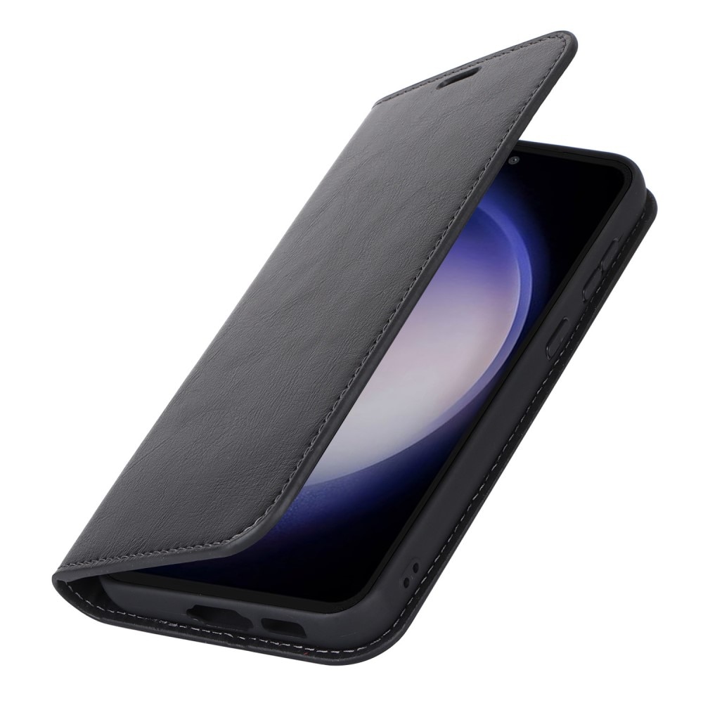 Funda cartera de cuero genuino Samsung Galaxy S23 FE Negro