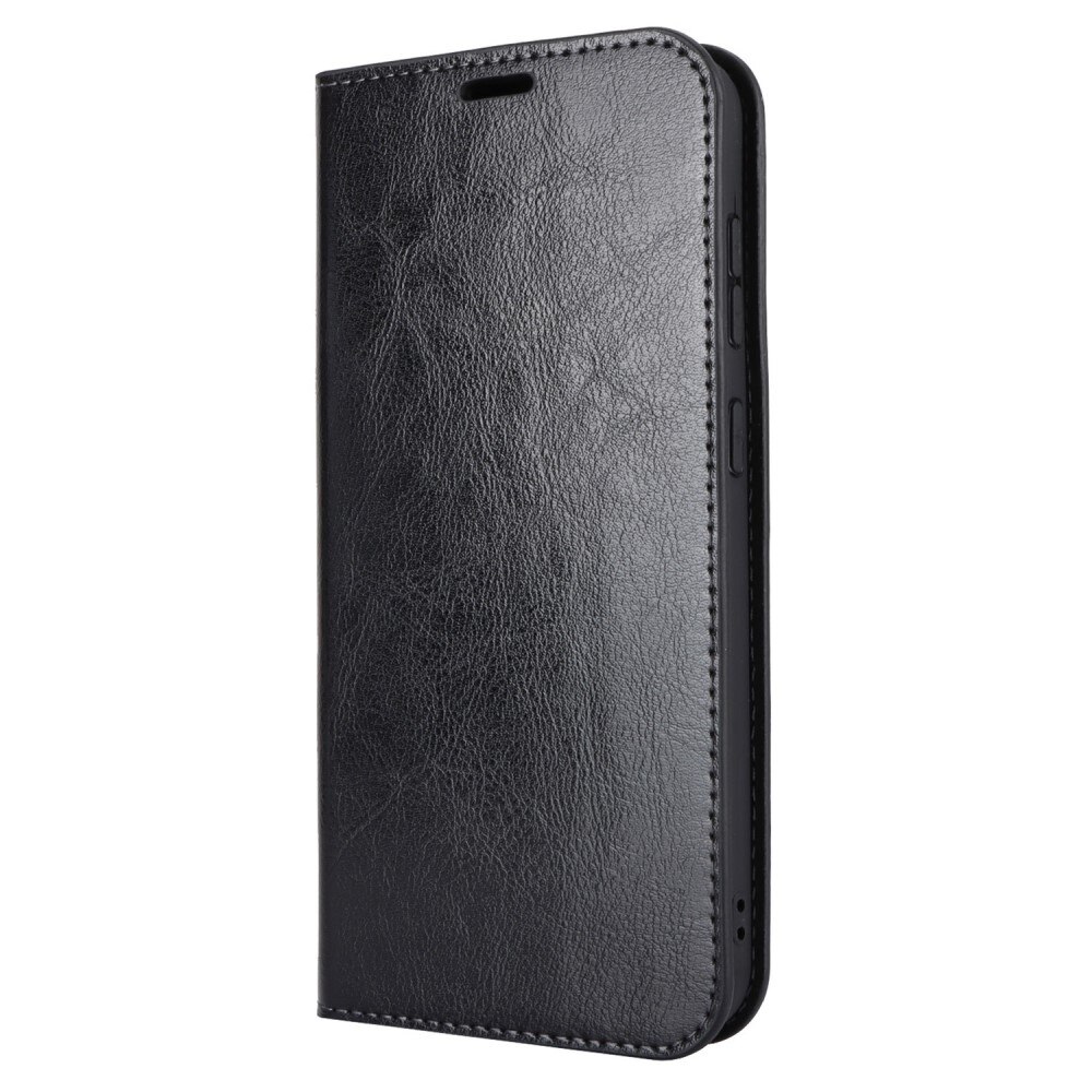 Funda cartera de cuero genuino Samsung Galaxy S23 FE Negro