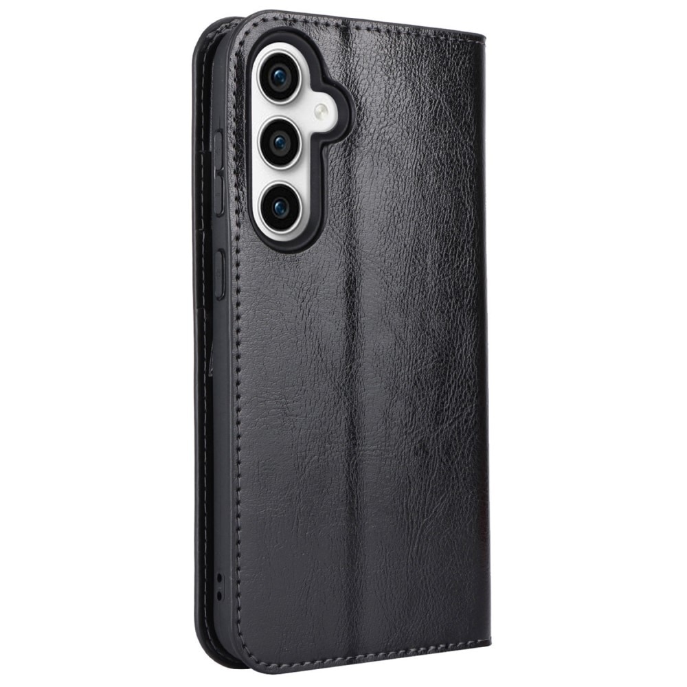Funda cartera de cuero genuino Samsung Galaxy S23 FE Negro