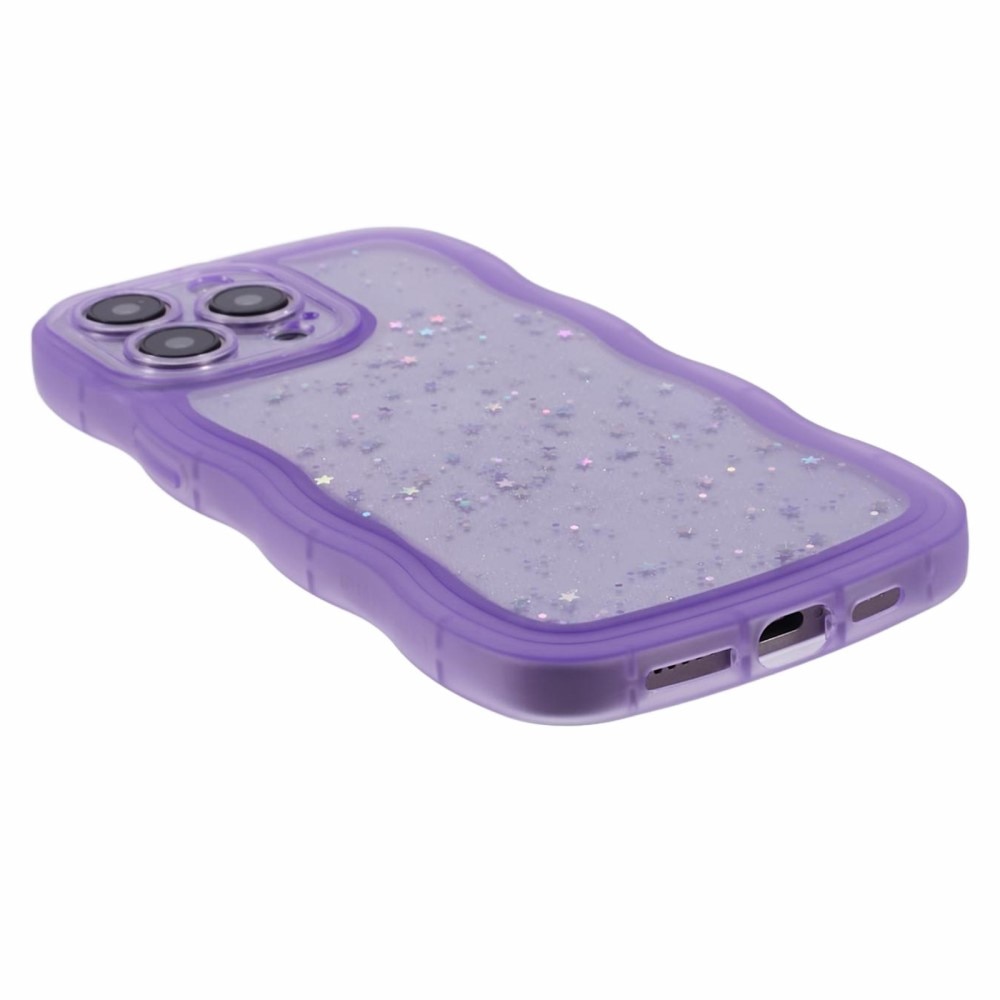 Funda de purpurina Wavy Edge iPhone 15 Pro Max violeta