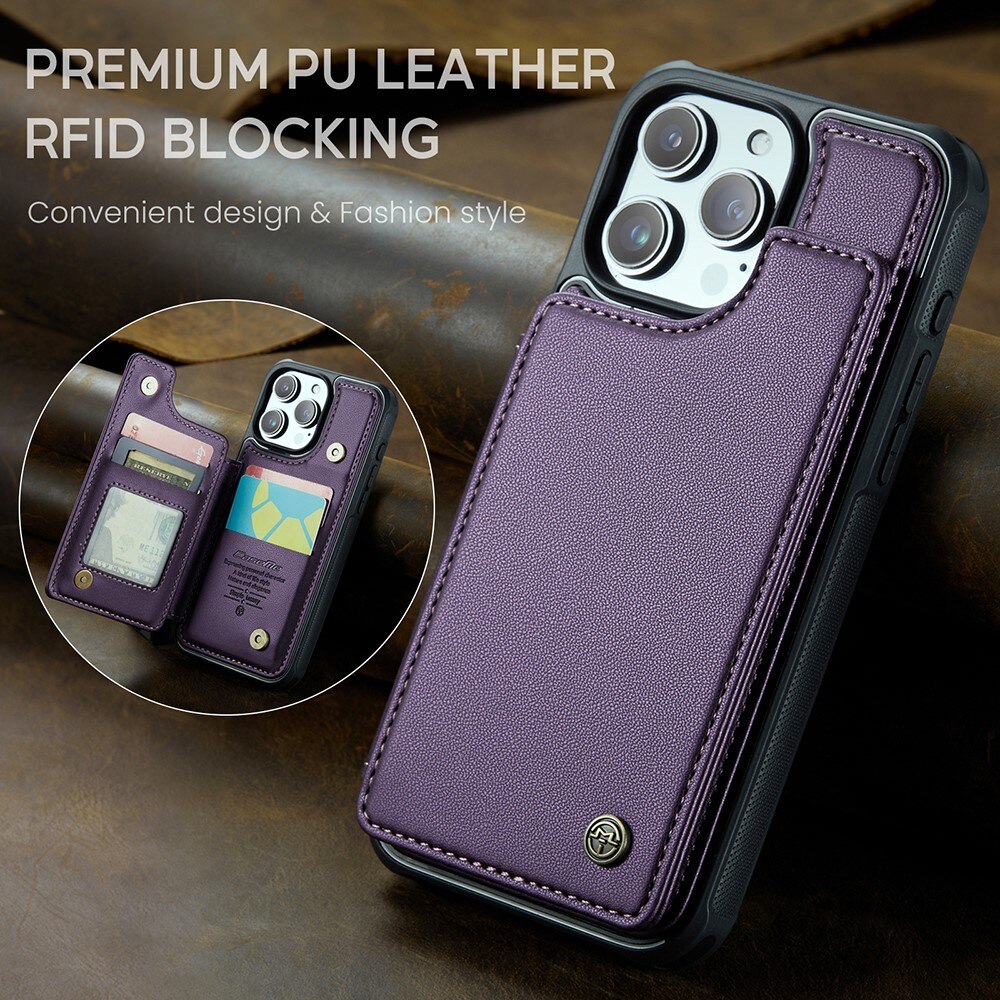 Funda con tarjetero anti-RFID iPhone 15 Pro violeta