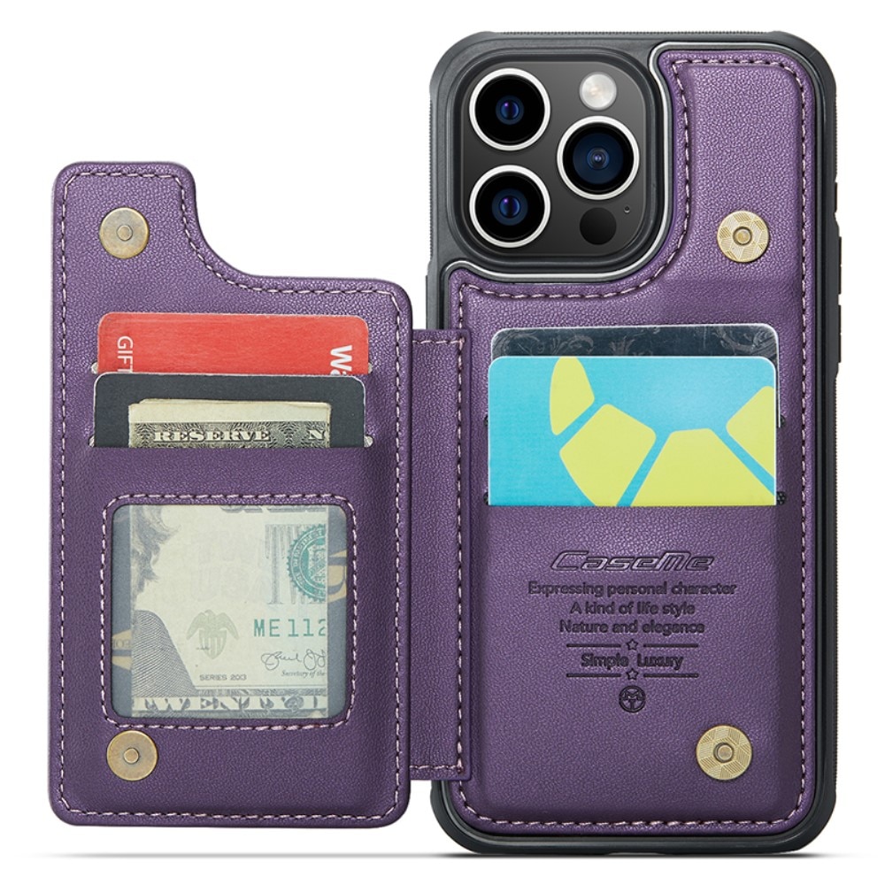 Funda con tarjetero anti-RFID iPhone 15 Pro violeta