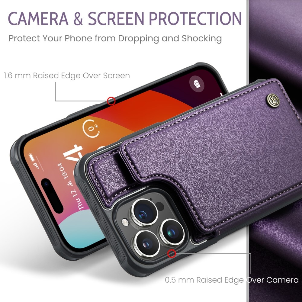 Funda con tarjetero anti-RFID iPhone 15 Pro violeta