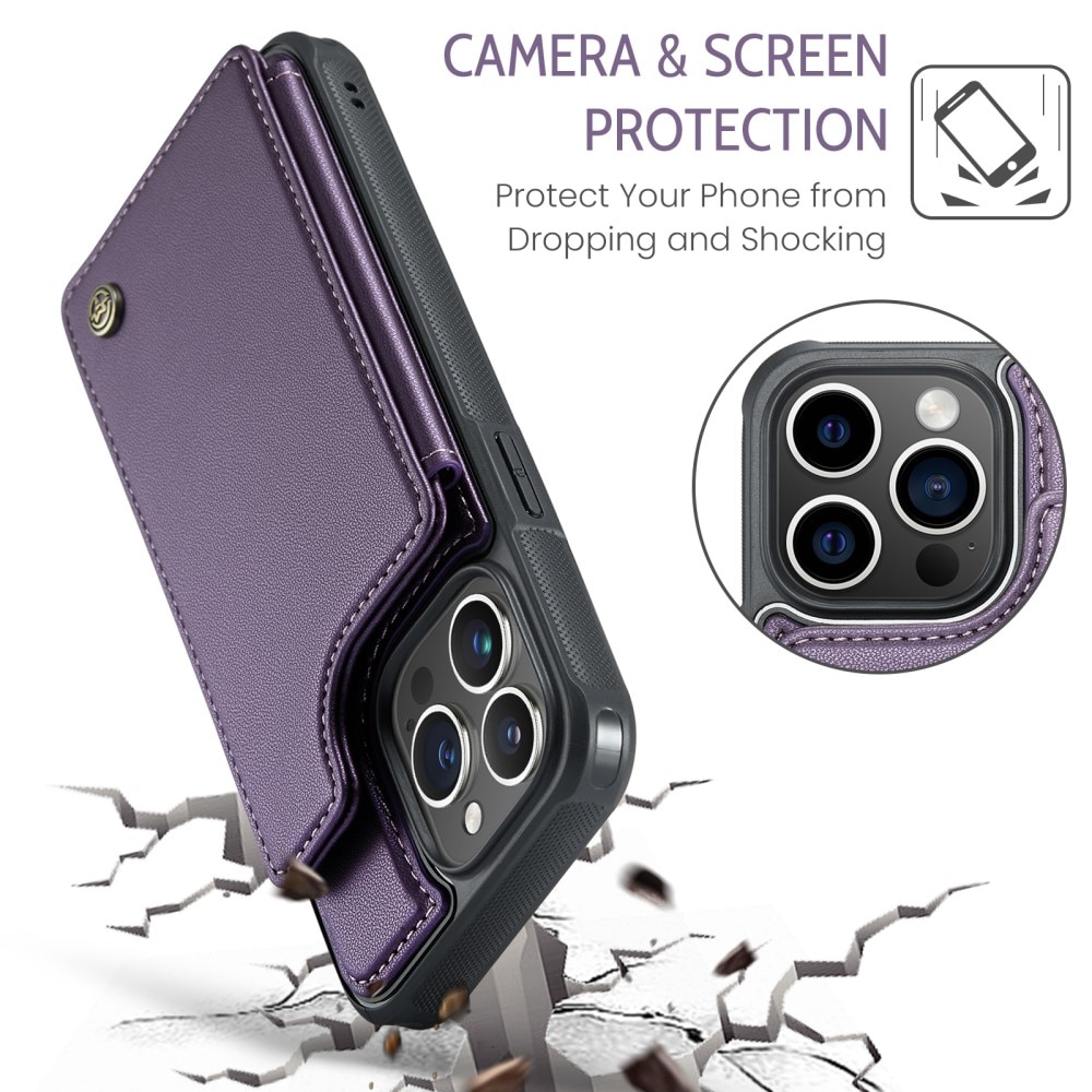 Funda con tarjetero anti-RFID iPhone 15 Pro violeta