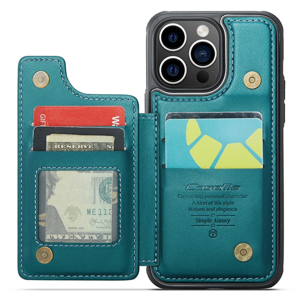 Funda con tarjetero anti-RFID iPhone 14 Pro azul