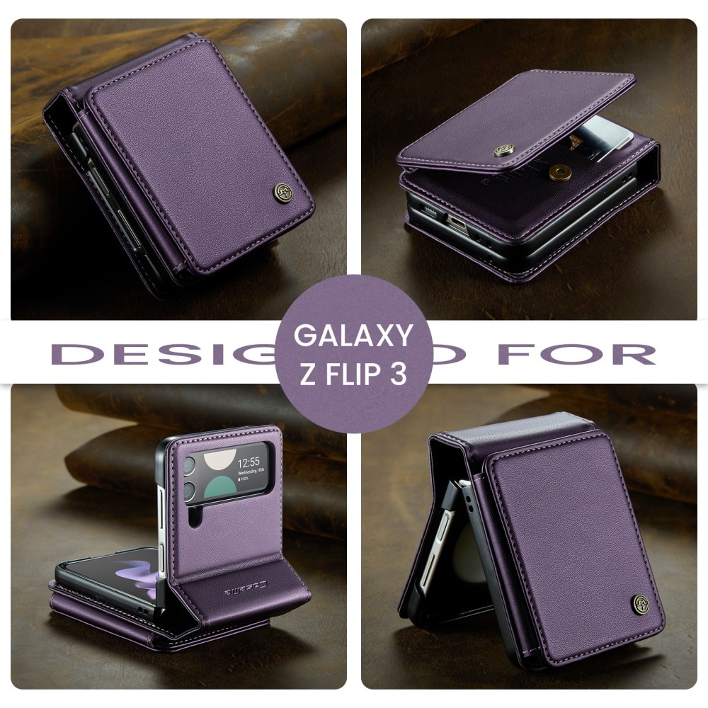 Funda con tarjetero anti-RFID Samsung Galaxy Z Flip 3 violeta