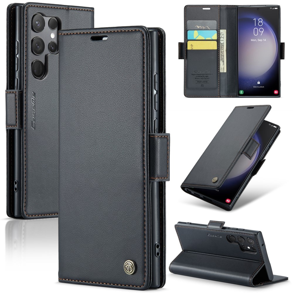 Funda delgada con solapa anti-RFID Samsung Galaxy S24 Ultra Negro