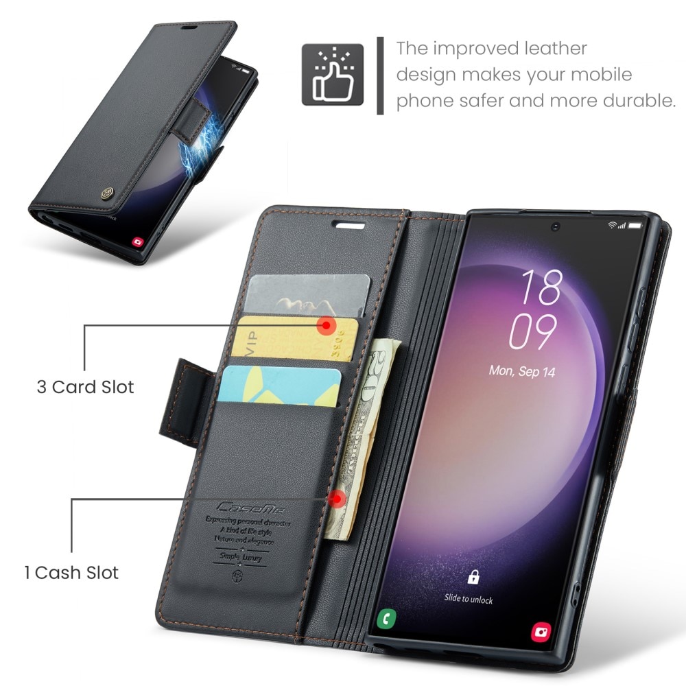 Funda delgada con solapa anti-RFID Samsung Galaxy S24 Ultra negro