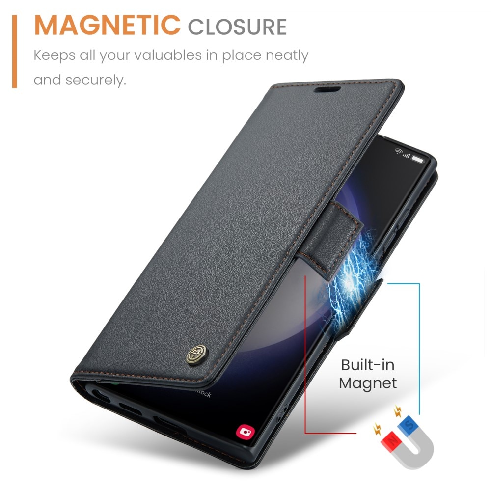 Funda delgada con solapa anti-RFID Samsung Galaxy S24 Ultra Negro