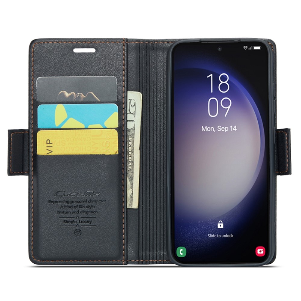 Funda delgada con solapa anti-RFID Samsung Galaxy S24 negro