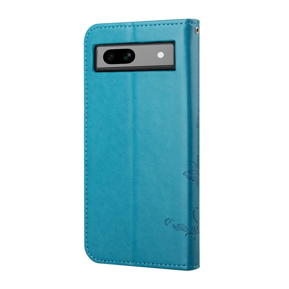 Funda de Cuero con Mariposas Google Pixel 8a, azul