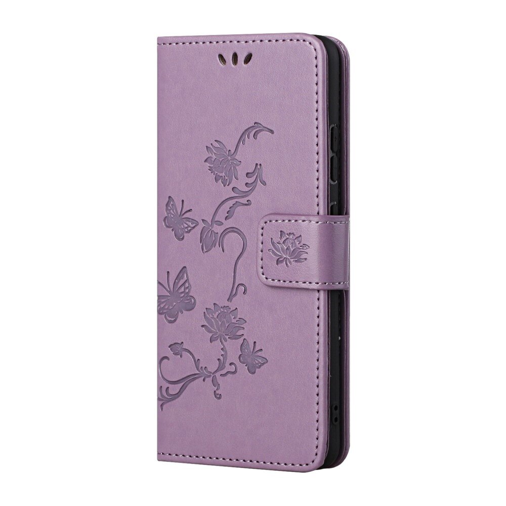 Funda de Cuero con Mariposas Google Pixel 8a, Púrpura