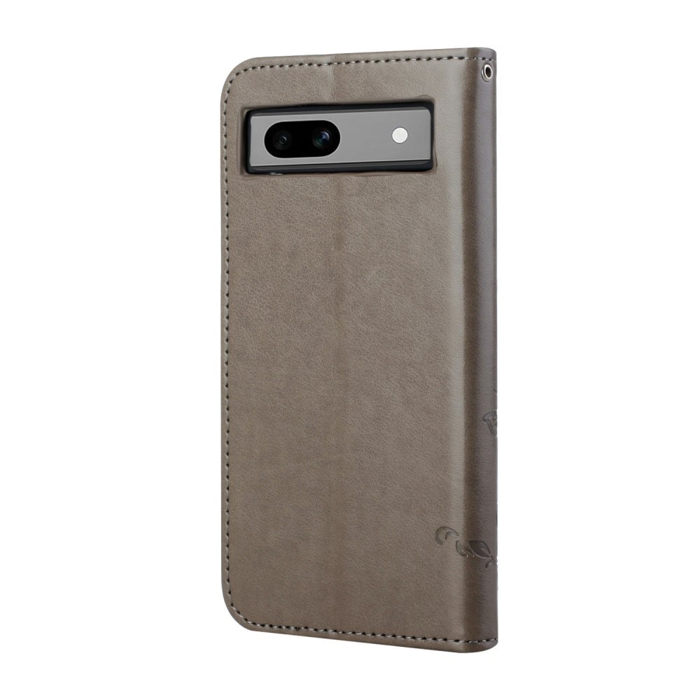Funda de Cuero con Mariposas Google Pixel 8a, Gris