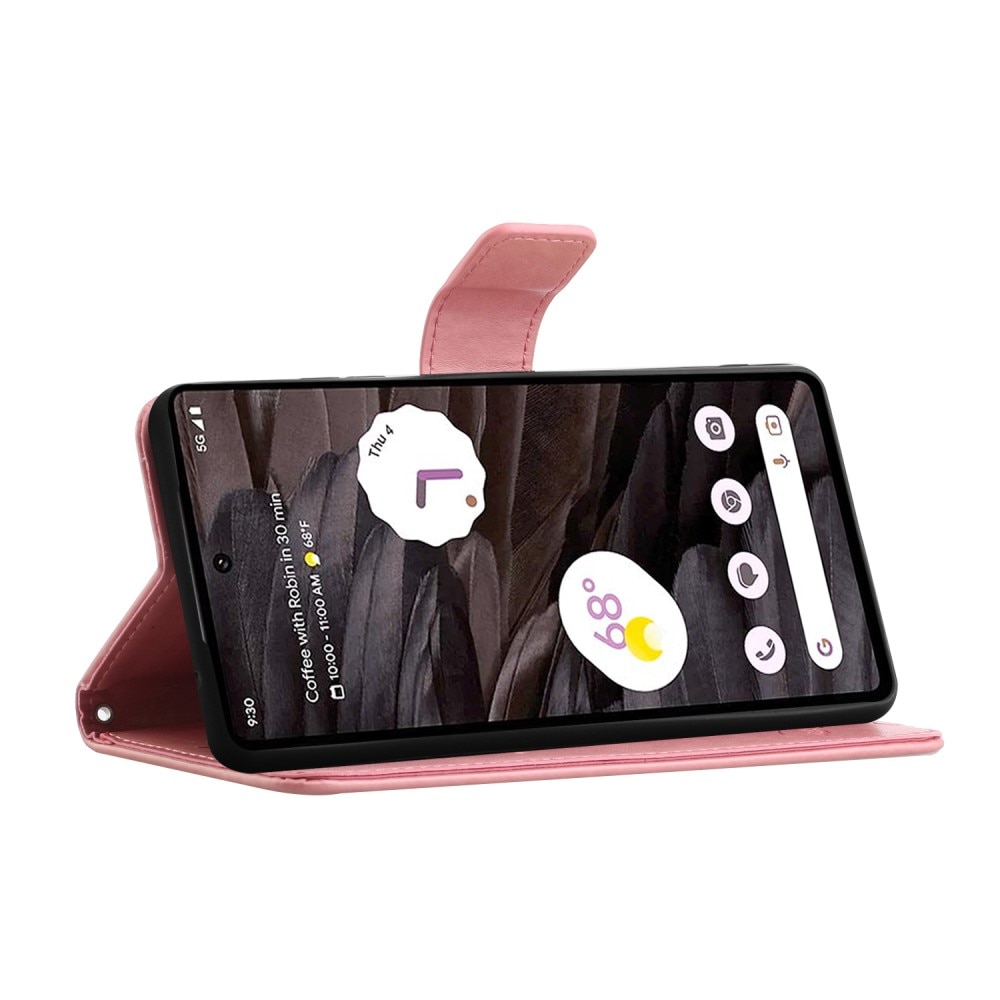 Funda de Cuero con Mariposas Google Pixel 8a, Rosa