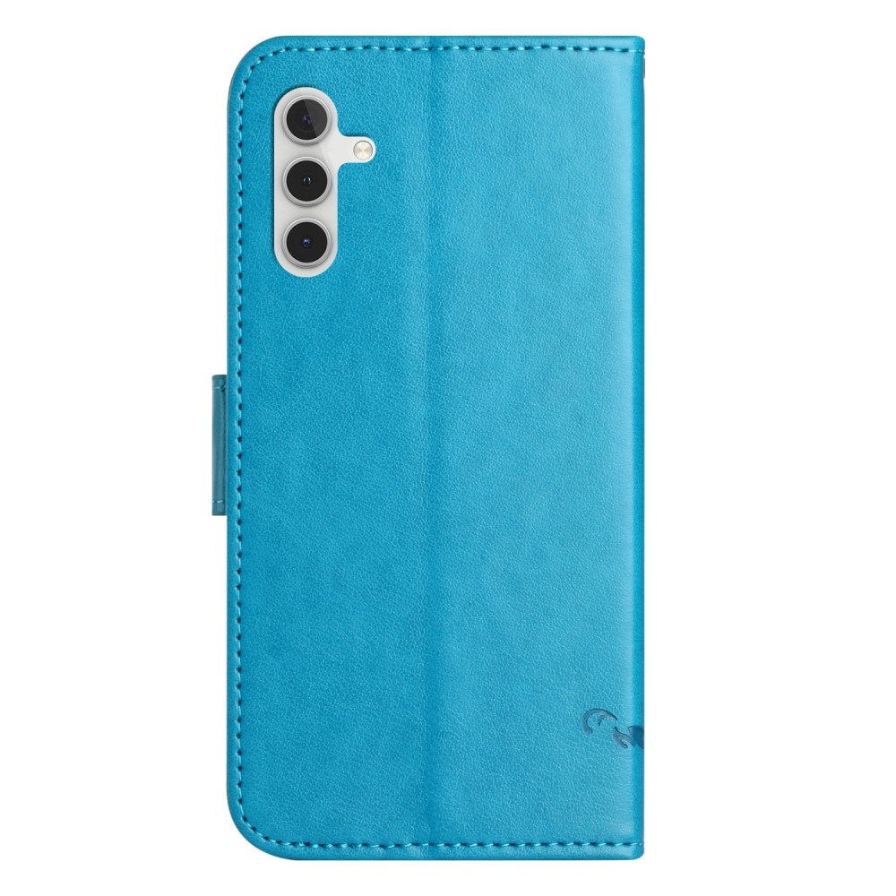 Funda de Cuero con Mariposas Samsung Galaxy A35, azul