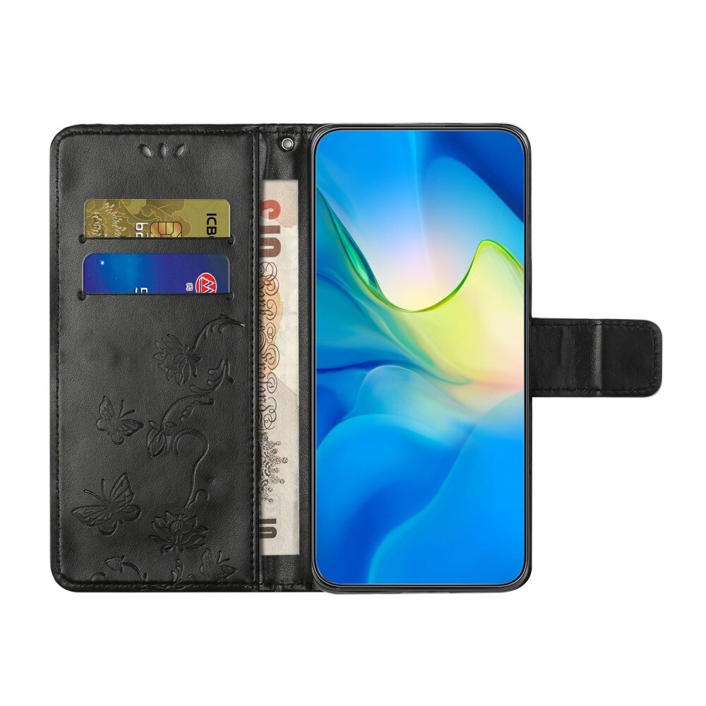 Funda de Cuero con Mariposas Samsung Galaxy A35, Negro