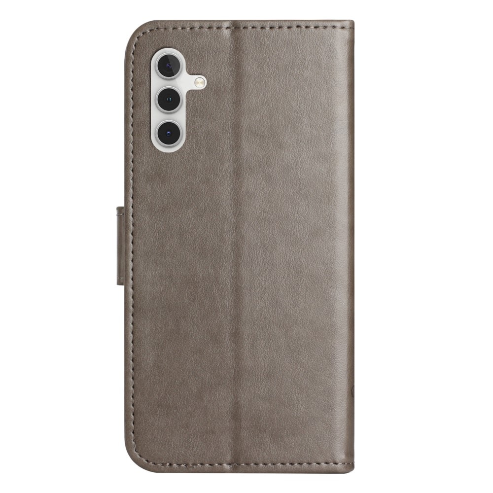 Funda de Cuero con Mariposas Samsung Galaxy A35, Gris