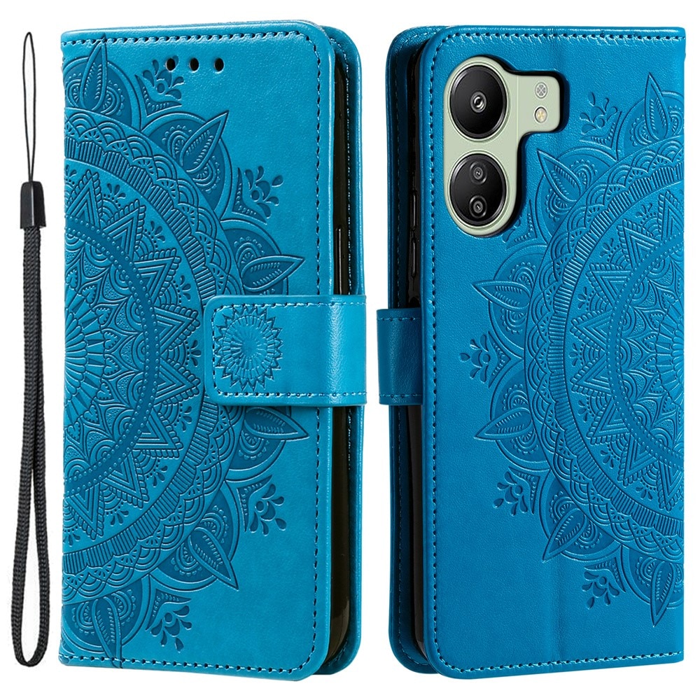 Funda de Cuero Mandala Xiaomi Redmi 13C azul