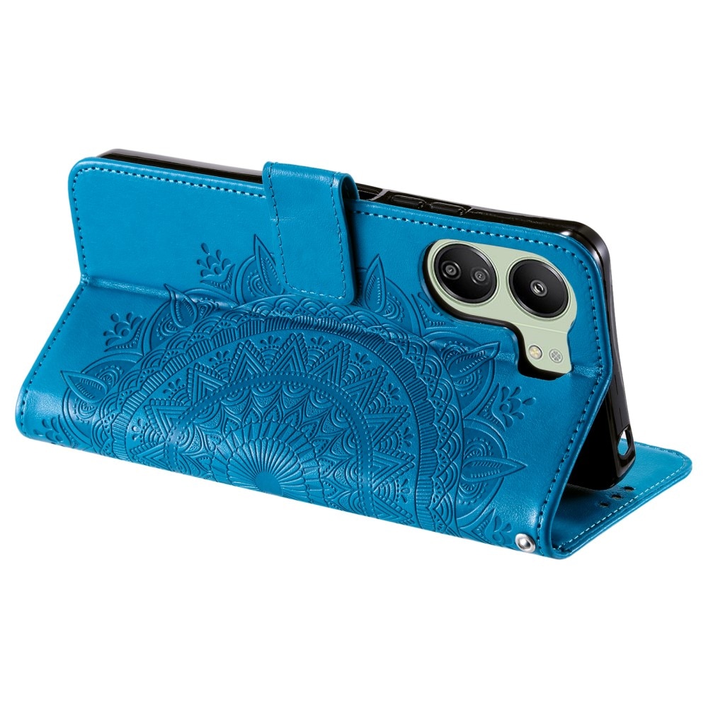 Funda de Cuero Mandala Xiaomi Redmi 13C azul