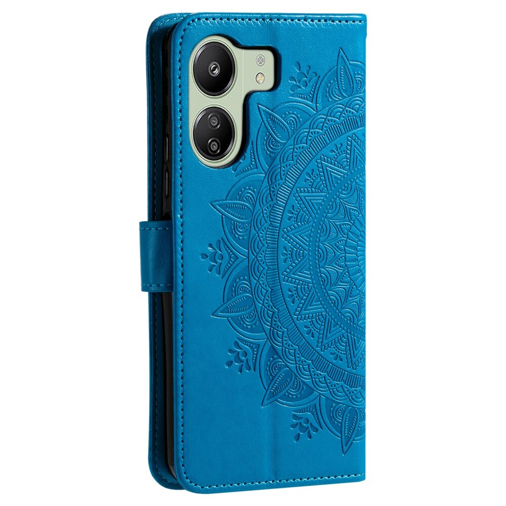 Funda de Cuero Mandala Xiaomi Redmi 13C azul