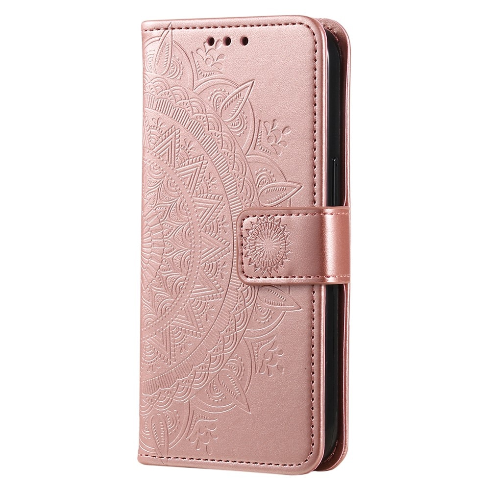 Funda de Cuero Mandala Xiaomi Redmi 13C oro rosa