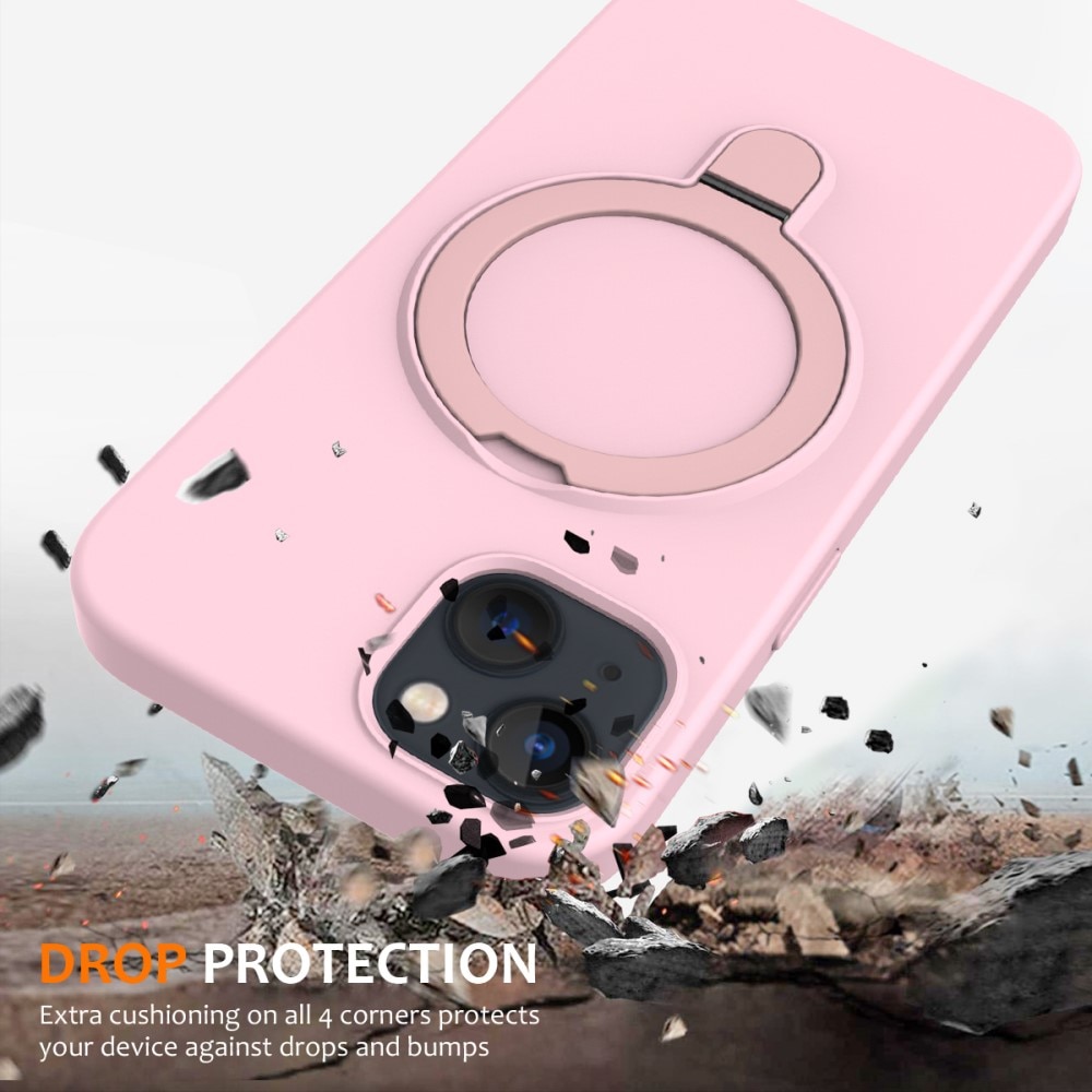 Funda de silicona Kickstand MagSafe iPhone 13 rosado