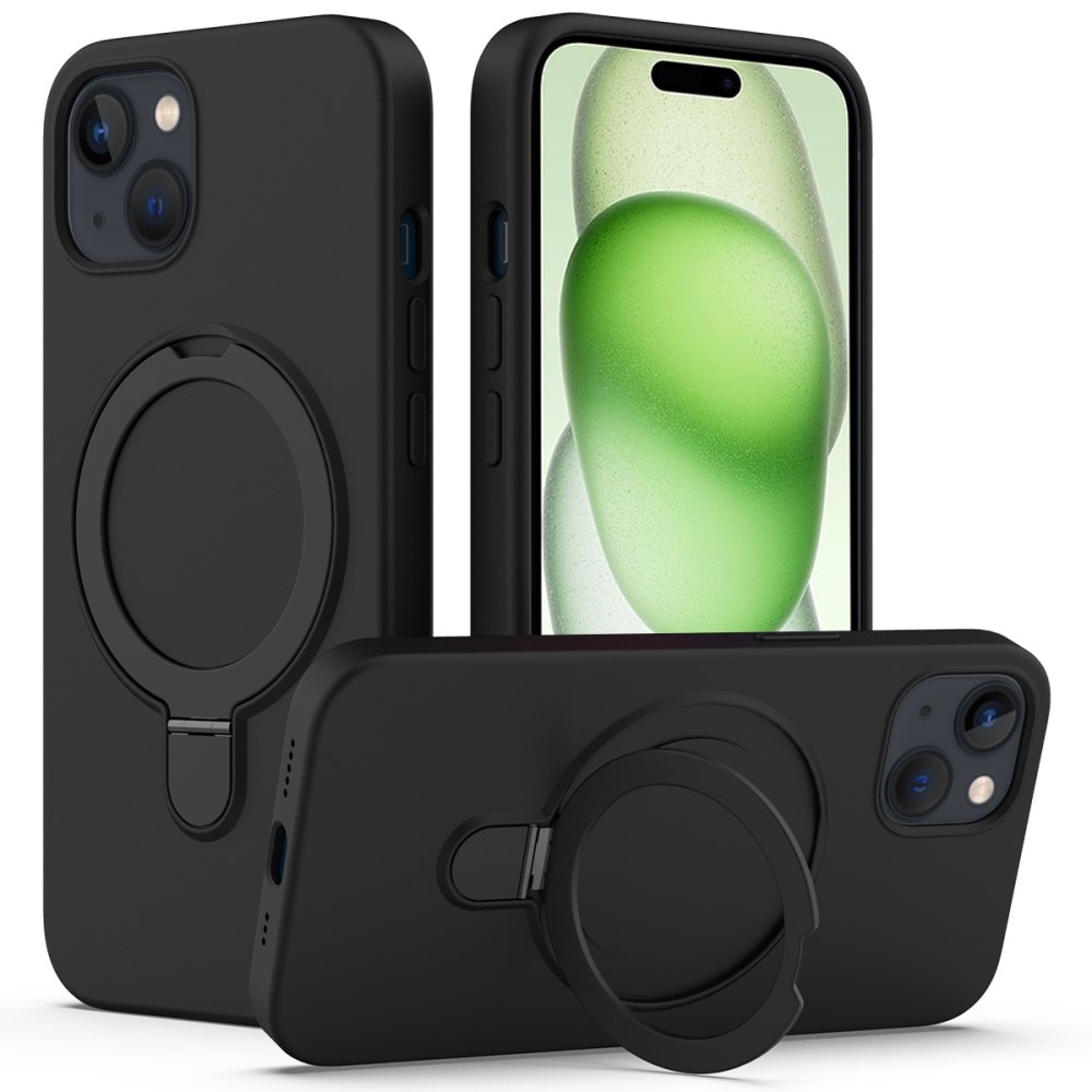 Funda de silicona Kickstand MagSafe iPhone 15 negro