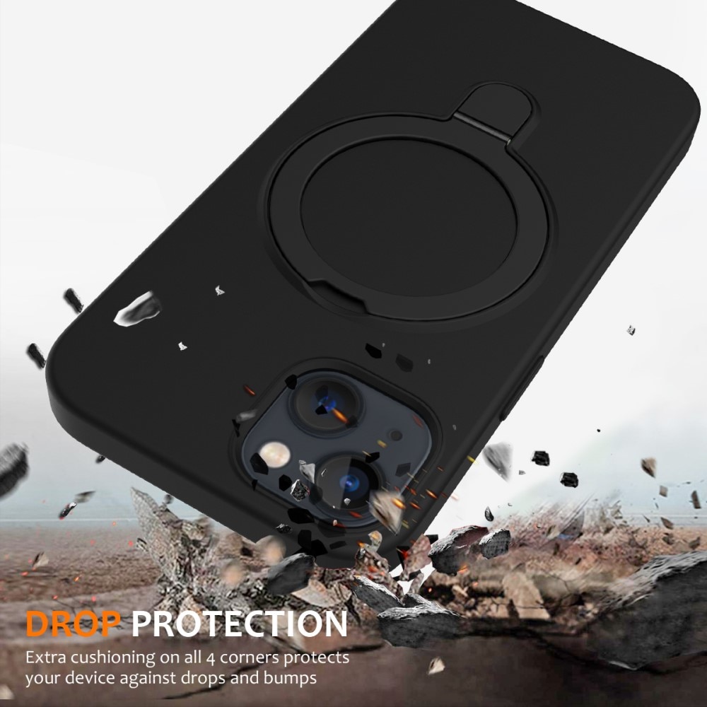Funda de silicona Kickstand MagSafe iPhone 15 negro
