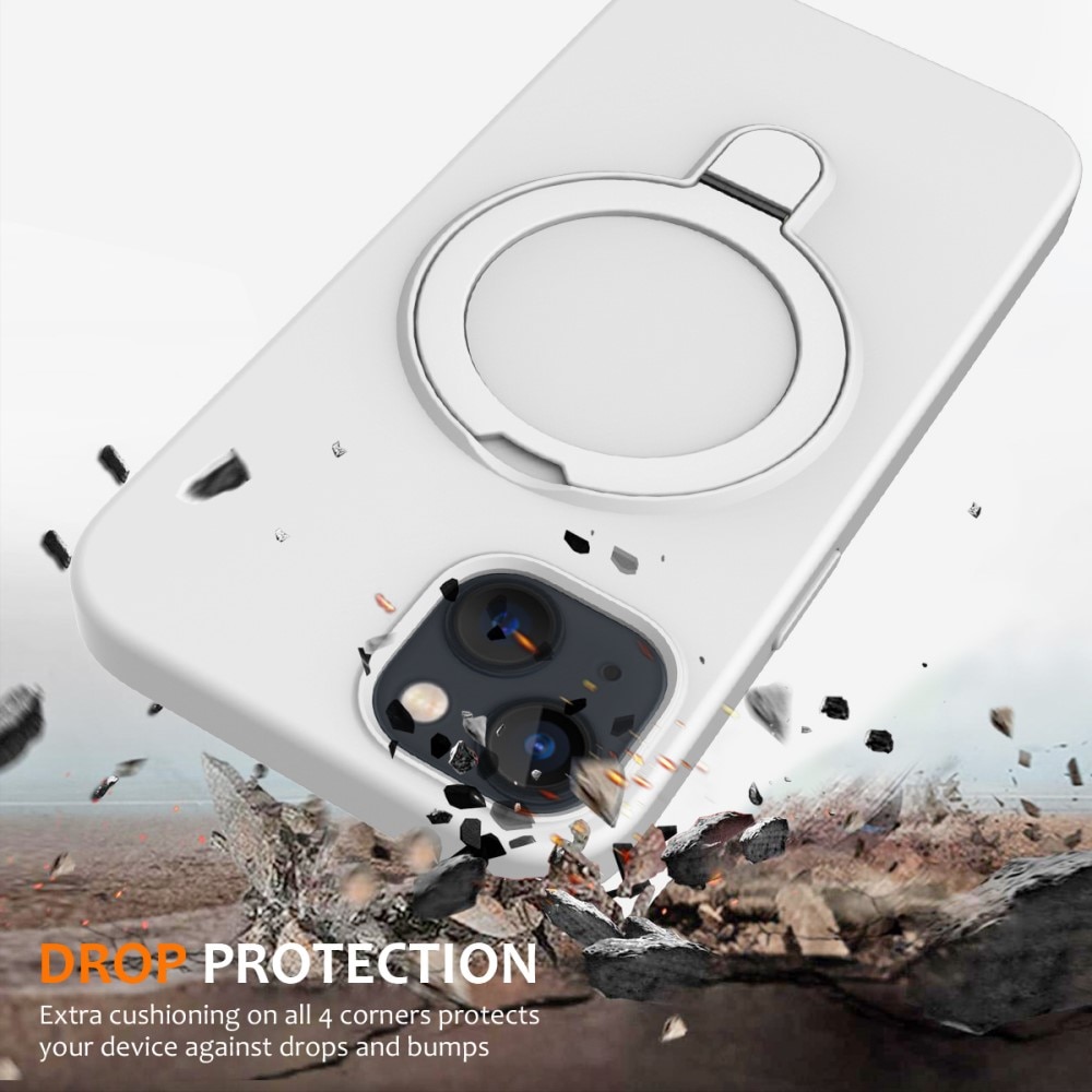 Funda de silicona Kickstand MagSafe iPhone 15 blanco